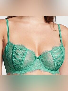 NWOT VS dream angel lace up wicked bra new 38D seaglass green